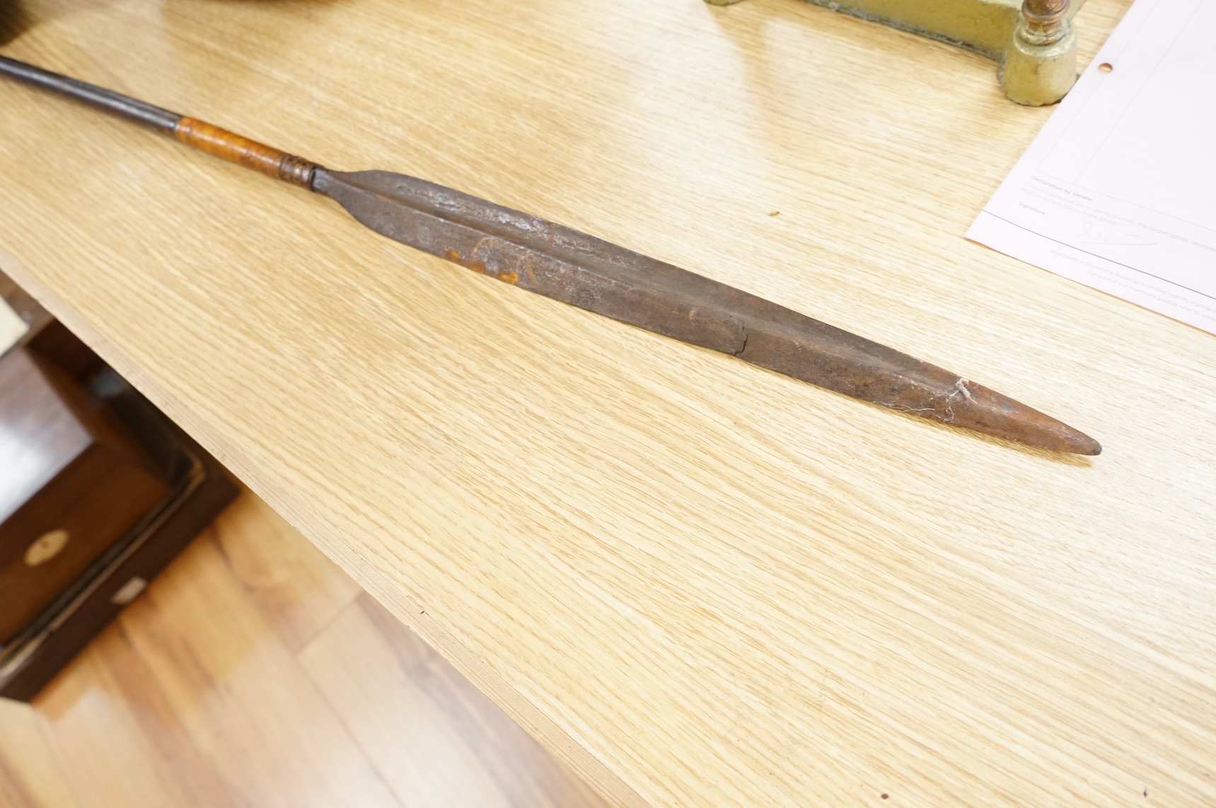 A collection of various walking sticks, some silver mounted and a brass stick stand, 67cm high